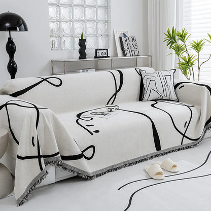 Black Line Blanket Sofa Cover